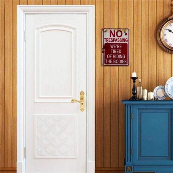 Halloween‎ Decoration Retro Fashion Chic Funny Metal Tin Sign No Trespassing - Picture 4 of 5